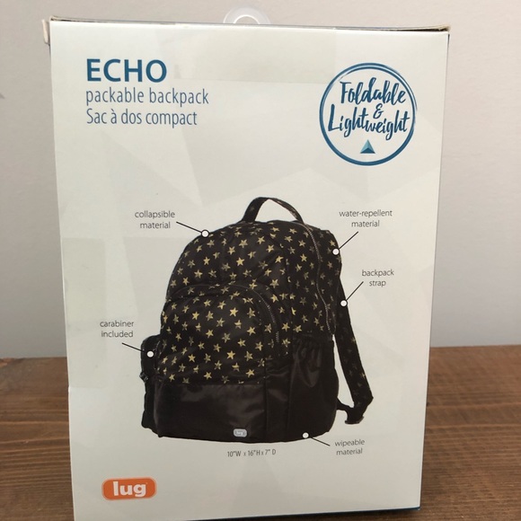 lug Bags Lug Echo Packable Backpack Rockstar Black Nwt Poshmark